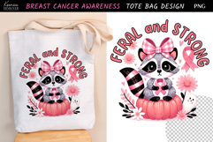 Retro Raccoon|Breast Cancer Awareness Tote Bag Sublimation Product Image 1
