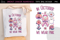 Retro Pumpkin|Breast Cancer Awareness Tote Bag Sublimation Product Image 1