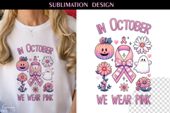 Breast Cancer Awareness| Ghost and Pumpkin|T Shirt Design Product Image 1