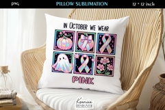 Breast Cancer Awareness|Iridescent Neon Postage Cards Pillow Product Image 1