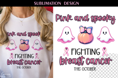 Breast Cancer Awareness| Ghost and Pumpkin|T Shirt Design Product Image 1