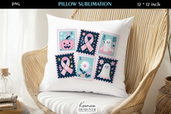 Breast Cancer Awareness|Iridescent Neon Postage Cards Pillow Product Image 1