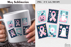 Breast Cancer Awareness | Neon Postage Stamp Coffee Mug Wrap Product Image 1