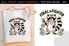 Retro Raccoon|Breast Cancer Awareness Tote Bag Sublimation Product Image 1