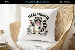 Feral and Fighter Raccoon Breast Cancer Awareness Pillow Product Image 1