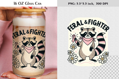 Breast Cancer Awareness|Cute Raccoon|16 Oz Glass Can Product Image 1