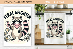 Breast Cancer Awareness Towel Sublimation| Fall Raccoon Product Image 1