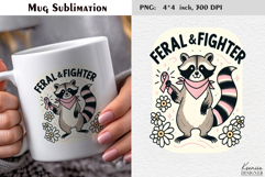 Breast Cancer Awareness |Cute Raccoon Coffee Mug Wrap Product Image 1