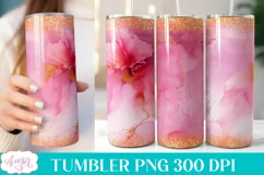 Pink 20 oz tumbler PNG for sublimation | Alcohol ink glitter Product Image 1