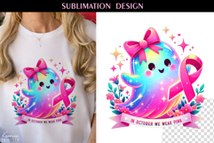 Breast Cancer Awareness|Cute Iridescent Ghost|T Shirt Design Product Image 1