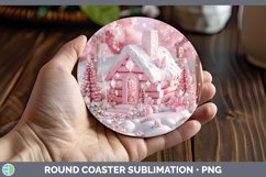 GorgeousPink 3D Christmas Round Coaster design.