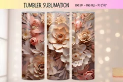 Pink 3d Tumbler Wrap Floral 3d Sublimation Tumbler Design