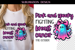 Breast Cancer Awareness|Cute Iridescent Ghost|T Shirt Design Product Image 1