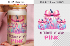 Breast Cancer Awareness|Iridescent Pumpkin|16 Oz Glass Can Product Image 1
