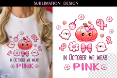Breast Cancer Awareness| Ghost and Pumpkin|T Shirt Design Product Image 1