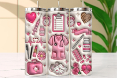 Pink Aesthetic Nurse Life Icons Tumbler Wrap Product Image 1