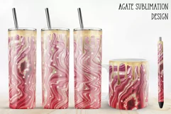 pink agate with gold glitter sublimation design for tumbler and mag and pen