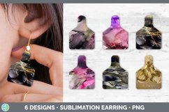 Bundle of six Pink Alcohol Ink cattle ear tag earrings sublimation designs