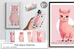 Digital Paper Pink Alpaca Valentine Product Image 1