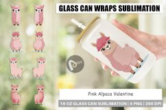 Glass Can Wraps Pink Alpaca Valentine Product Image 1