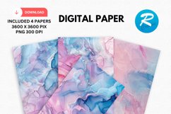 Pink And Blue Alcohol Ink Digital Paper Product Image 1