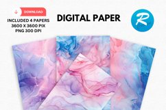 Pink And Blue Alcohol Ink Digital Paper Product Image 1