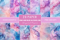 Pink And Blue Alcohol Ink Digital Paper Bundle Product Image 1