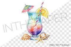 Summer Tropical Cocktail with Shell Decoration PNG Clipart Product Image 1
