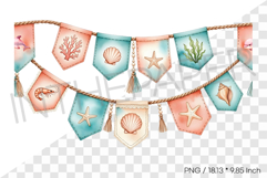 Summer Ocean Seashell Garland Seamless Pattern PNG Illust Product Image 1