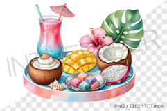Summer Tropical Fruit Dessert and Cocktail Tray PNG Clipart Product Image 1
