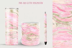 pink and glitter sublimation design for tumbler and mug and pen