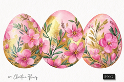 Pink Gold Floral Eggs | Easter PNG Product Image 1