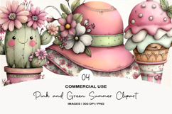 Pink and Green Summer Clipart Product Image 1