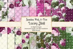 Pink and Olive Luxury Floral Digital Paper Product Image 1