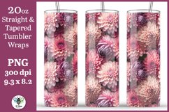 3D dahlia flowers png being shown on a 20oz skinny tumbler