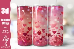 Pink and Red Tinny Glitter Hearts 20 oz Tumbler Wrap, 3d sublimation, 20oz Skinny Tumbler, 3d Glitter Hearts Straight & Tapered Tumbler Wrap PNG, Instant Download, Seamless sublimation design, skinny Tumbler wrap, 20oz Tumbler, 3d Tumbler wrap, 3d Tumbler