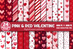 Pink And Red Valentine Digital Paper Patterns Bundle PNG Product Image 1