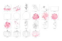 Pink and Silver Watercolor Pumpkins Clipart Product Image 2