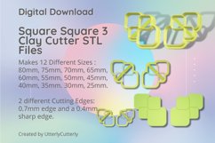 Square Square 3 Earring Clay Cutter - Cookie Cutter STL File Product Image 1