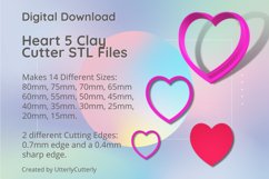 Heart Shape 5 Clay Cutter - Cookie Cutter STL File Product Image 1