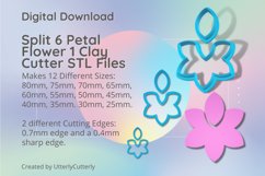 Split 6 Petal Flower 1 Clay Cutter - Cookie Cutter STL File Product Image 1