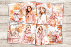 GlamArtZhanna, Pink Autumn Junk Journal Pages, Coquette Fall Junk Journal Paper, Pretty Autumn Digital Collage Sheet, Cute Autumn Scrapbook Kit,  Autumn Girl Junk Journal Kit, Autumn Girl Journal Card, Pumpkin Journaling Pages, Fall Ephemera Pages, Autumn