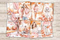 GlamArtZhanna, Pink Autumn Junk Journal Pages, Coquette Fall Junk Journal Paper, Pretty Autumn Digital Collage Sheet, Cute Autumn Scrapbook Kit,  Autumn Girl Junk Journal Kit, Autumn Girl Journal Card, Pumpkin Journaling Pages, Fall Ephemera Pages, Autumn