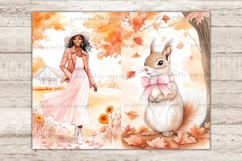 GlamArtZhanna, Pink Autumn Junk Journal Paper, Pumpkin Junk Journal Pages, Pretty Autumn Collage Sheet, Cute Autumn Scrapbook Paper,  African American Autumn Girl Junk Journal Kit, Autumn Girl Journal Card, Pumpkin Journaling Pages, Fall Ephemera, Autumn 