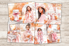 GlamArtZhanna, Pink Autumn Junk Journal Paper, Pumpkin Junk Journal Pages, Pretty Autumn Collage Sheet, Cute Autumn Scrapbook Paper,  African American Autumn Girl Junk Journal Kit, Autumn Girl Journal Card, Pumpkin Journaling Pages, Fall Ephemera, Autumn 