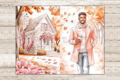 GlamArtZhanna, Pink Autumn Junk Journal Paper, Pumpkin Junk Journal Pages, Pretty Autumn Collage Sheet, Cute Autumn Scrapbook Paper,  African American Autumn Girl Junk Journal Kit, Autumn Girl Journal Card, Pumpkin Journaling Pages, Fall Ephemera, Autumn 
