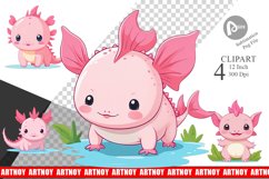 Pink Axolotl Valentine Clipart Product Image 1