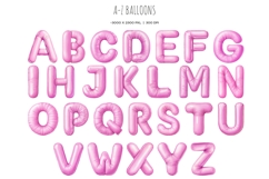 Watercolor pink balloon letters clipart Pink ABC balloons Product Image 2