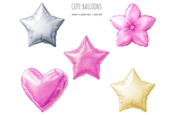 Watercolor pink balloon letters clipart Pink ABC balloons Product Image 3