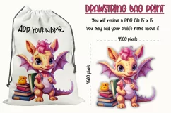Dinosaur with Books Sublimation | Baby Girl School Bag Print Product Image 2